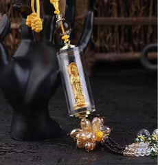 Three sided Buddha statue Guanyin Bodhisattva car pendant Buddhism 07FC0E-D4 - KOEEK