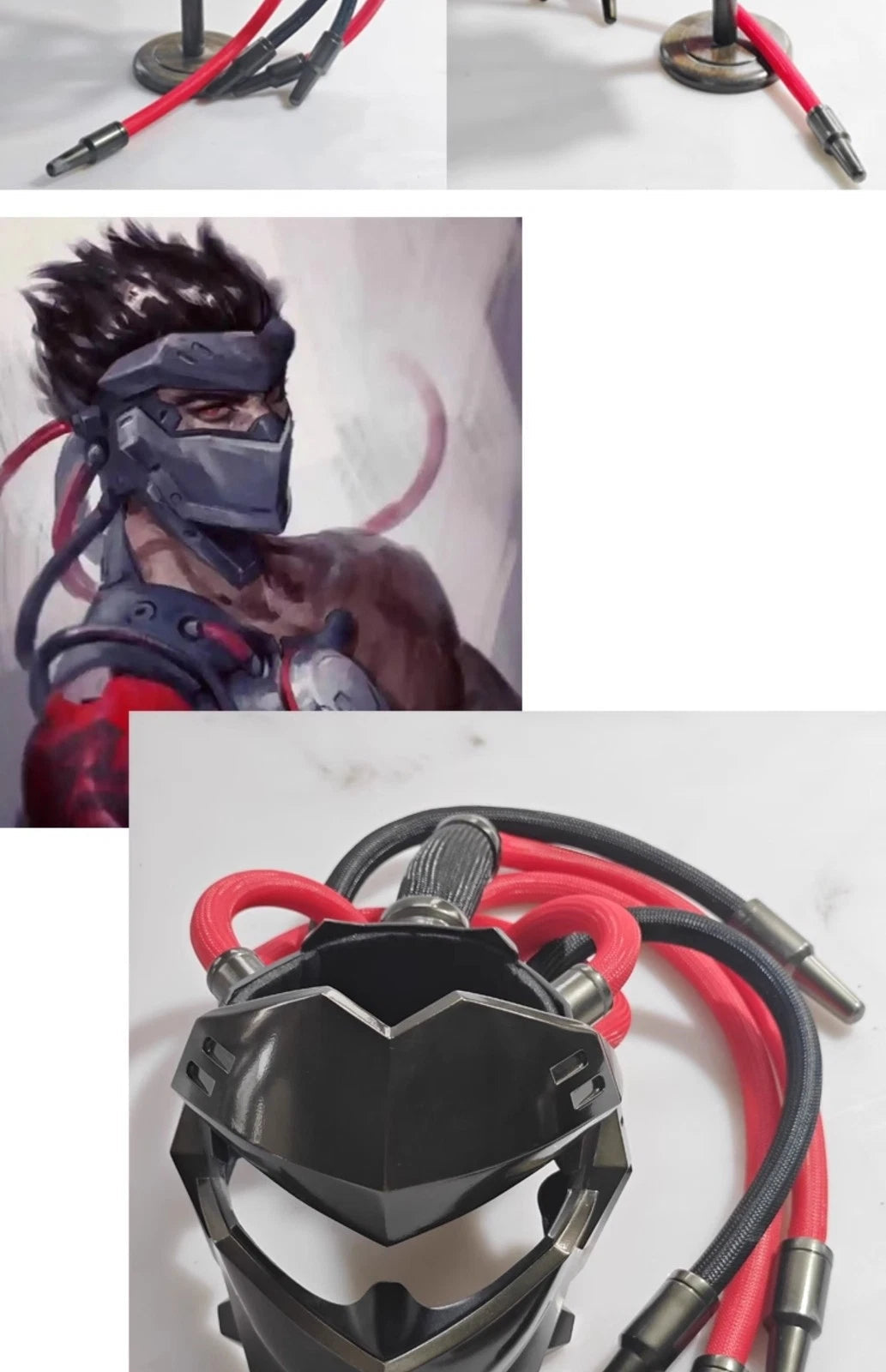 Overwatch OW Genji Helmet FRP Mask Wearable Adult Mask Halloween Cosplay Props 07FC0E-D4 - KOEEK