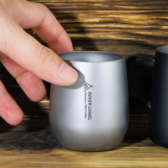 Titanium Water Cup Outdoor Camping Hiking Double Wall Tea Pot Coffee Mug 120ml 07FC0E-D4 - KOEEK