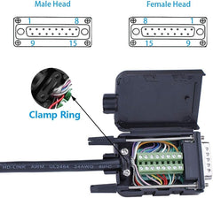 new DB15 Solderless Male Female RS232 D-SUB Serial Adapters, 16mm Black 07FC0E-D4 - KOEEK