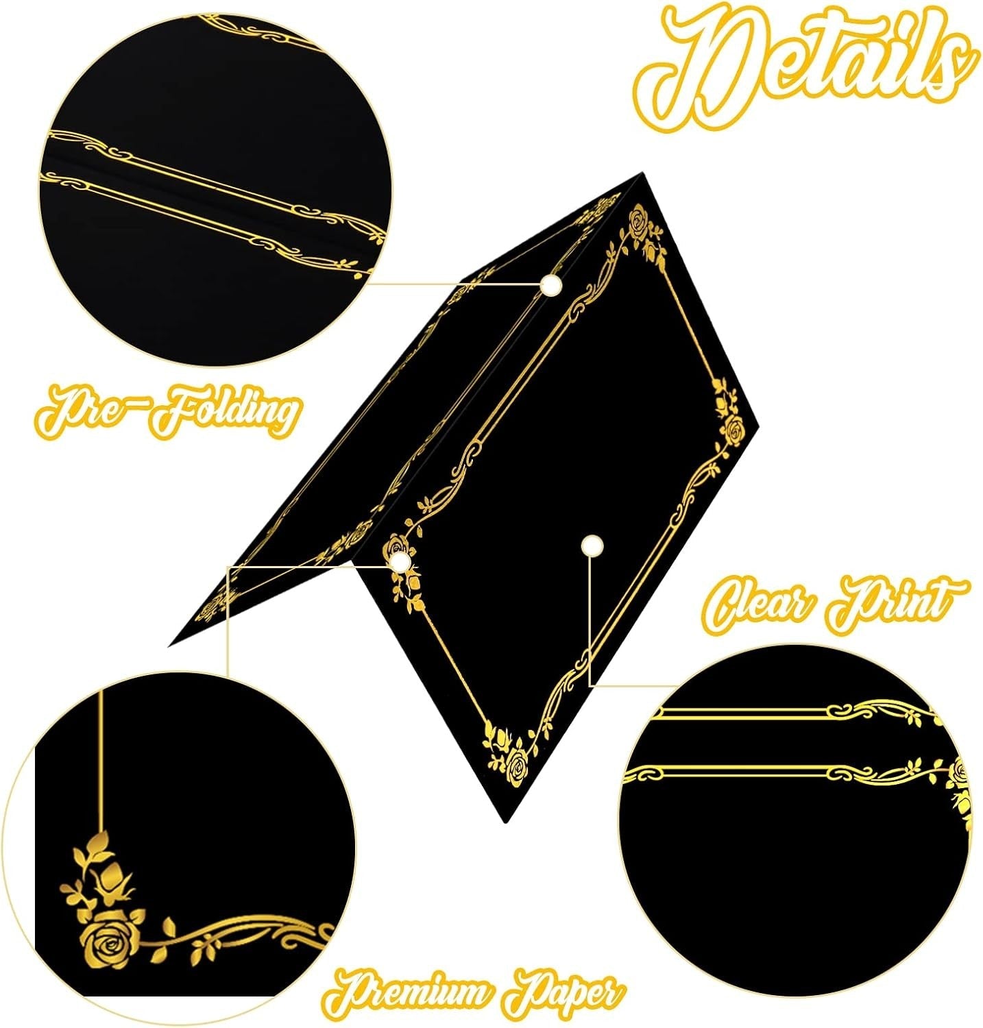 new 100 Pcs Black Place Cards and Gold Pen for Weddings, Name with Gold... 07FC0E-D4 - KOEEK