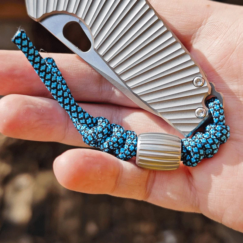Titanium Alloy Pumpkin Knife Lanyard Bead Parachute Pendant EDC DIY Keychain 07FC0E-D4 - KOEEK