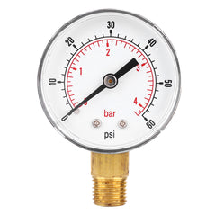 new (0-60psi 0-4bar)1/4 BSPT Bottom Connection Vacuum Pressure Gauge 50mm Dial koeek - KOEEK