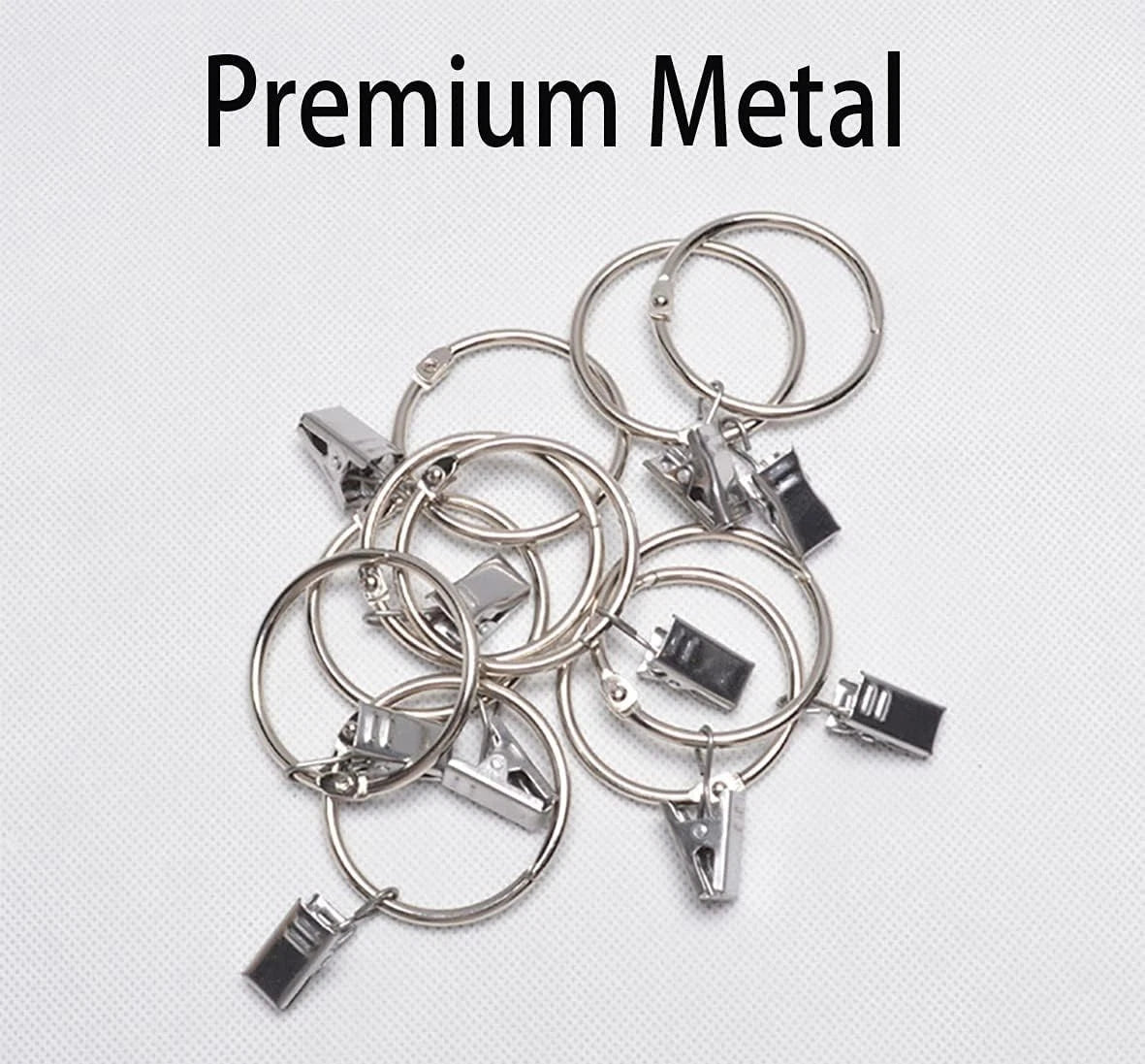 40 Pack Openable Curtain Rings with Clips Metal Hangers Ring,  (Silver,1.5") 07FC0E-D4 - KOEEK