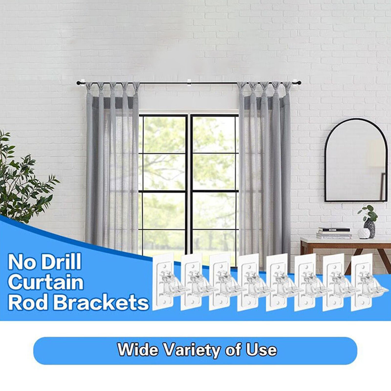 new 4/6PCS No Drill Curtain Rod Bracket No Drilling Self Adhesive Curtain Rod Holder koeek - KOEEK