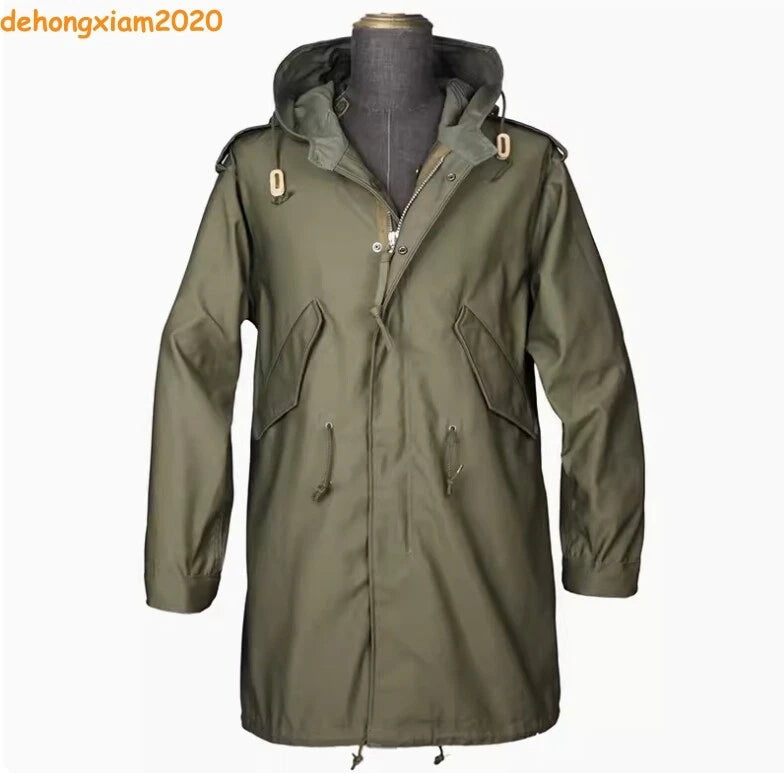 WW2 U.S. Army M1951 Fishtail Trench Men M51 Vintage Military Replica Coat Jacket 07FC0E-D4 - KOEEK