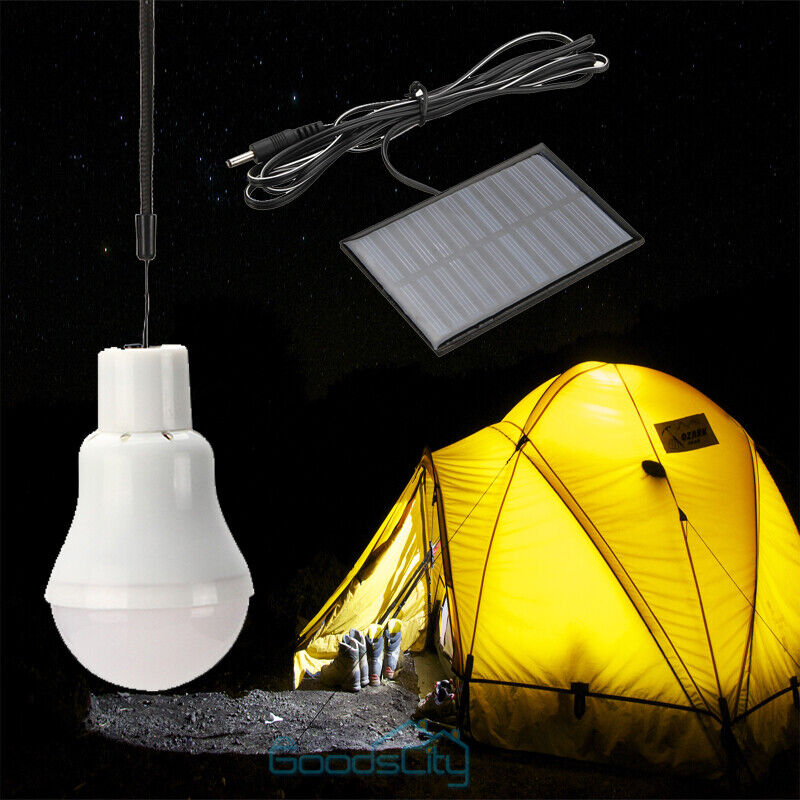 ny Bright Solar Panel Powered LED Lights Pære Lys Telt Lampe Camping Ude/Indendørs