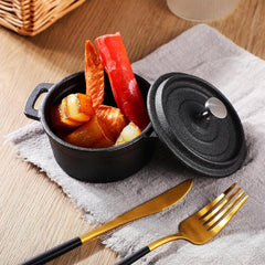4 Piece Mini Dutch Oven Small Round Iron Skillet Black Dutch Oven Pan (8 oz.) 07FC0E-D4 - KOEEK