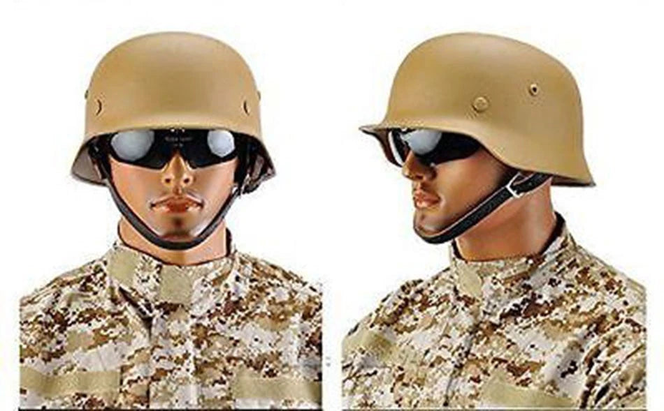 M35 Military German WW2 Steel Helmet Army Field Helmet Motorcycle Hat Tan Color 07FC0E-D4 - KOEEK