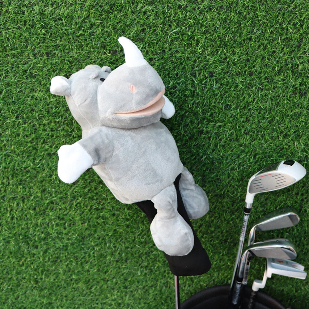 Soft Plush Animal White Rhinoceros Golf Head Cover Fit Driver Club Protective 07FC0E-D4 - KOEEK