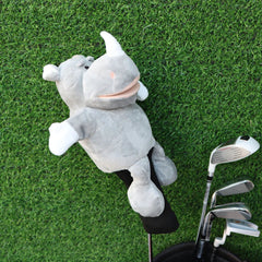 Soft Plush Animal White Rhinoceros Golf Head Cover Fit Driver Club Protective 07FC0E-D4 - KOEEK