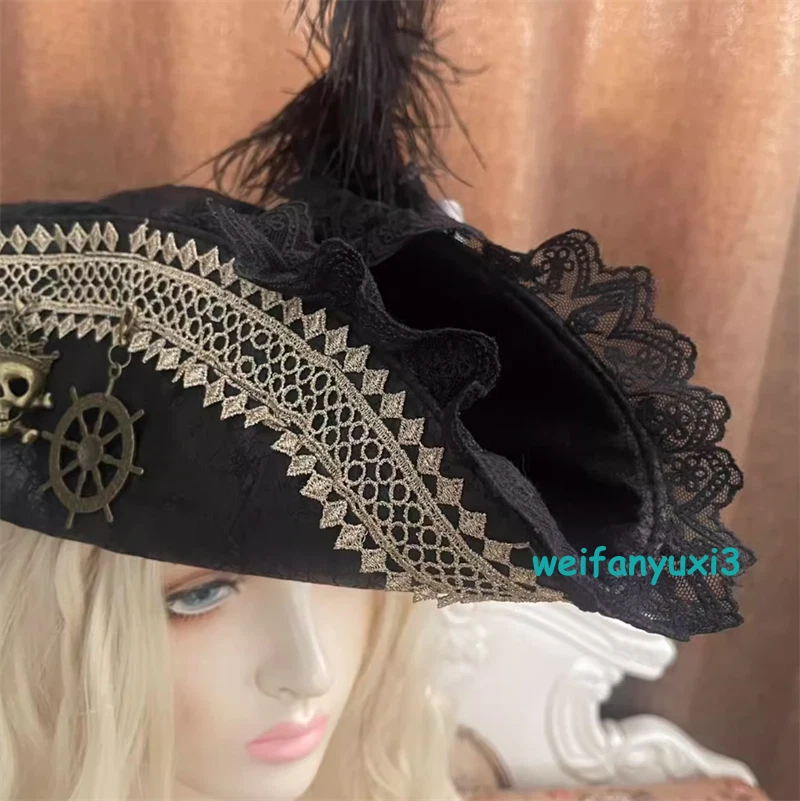 Retro Pirate Tricorne Hat Pirates of the Caribbean Women Cosplay Costume Prop 07FC0E-D4 - KOEEK