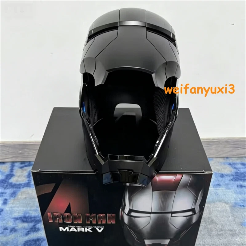 Iron Man Full Black Helmet MK5 1/1 Electronic Voice-controlled Mask Cosplay Prop 07FC0E-D4 - KOEEK