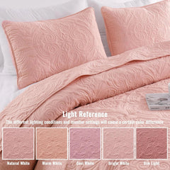 Quilt Set Full Queen Size, Lightweight Vintage Quilts with 2 Pillow Shams, Soft 07FC0E-D4 - KOEEK