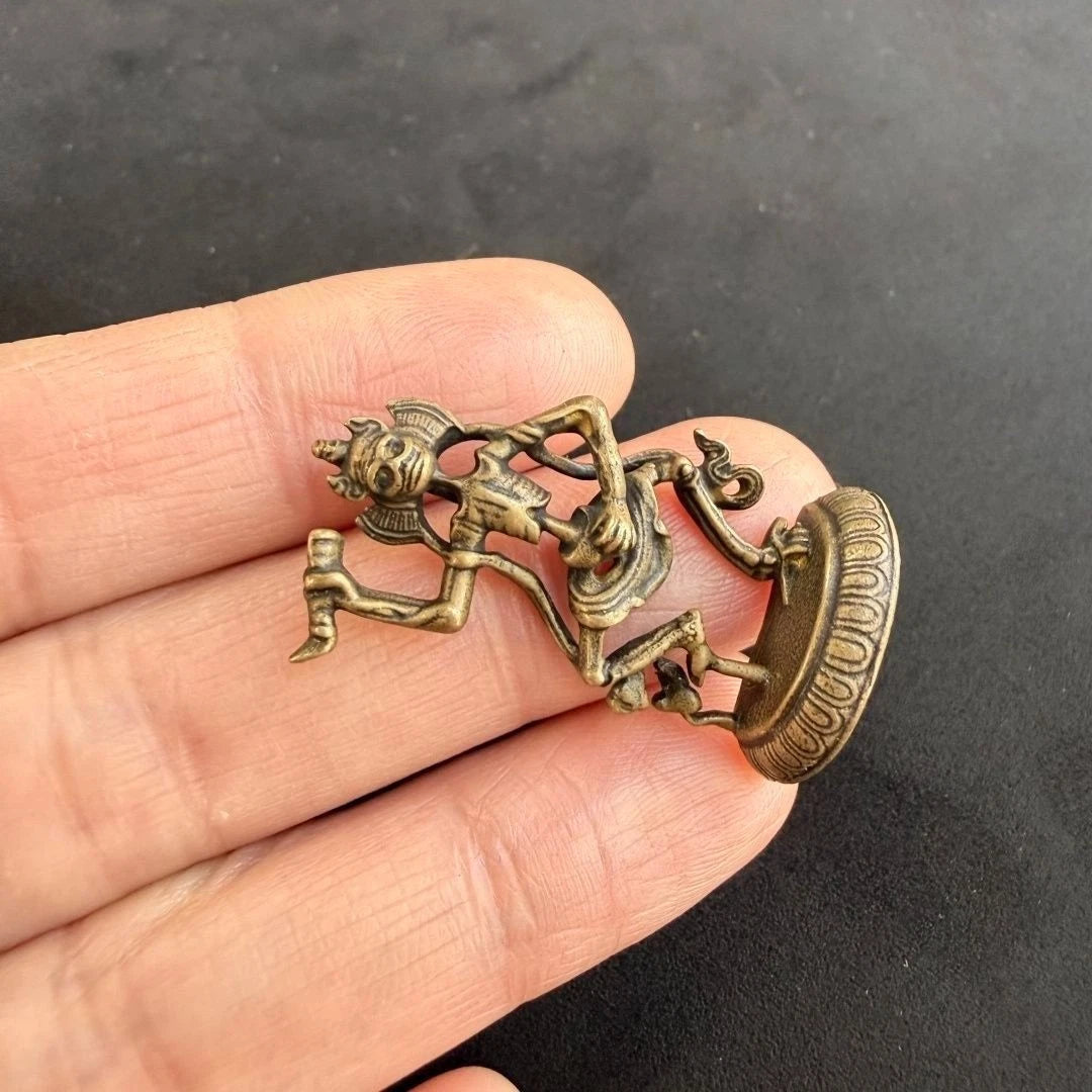 Retro China Copper Pendant Shri Chitipati Mini Statue Buddhist Guardian Deities 07FC0E-D4 - KOEEK