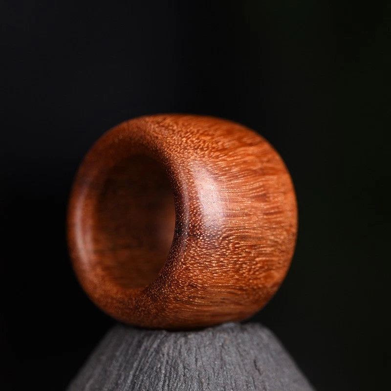 Indonesian Rosewood Thumb Ring Gold Star Wood Band Unisex Gift 07FC0E-D4 - KOEEK