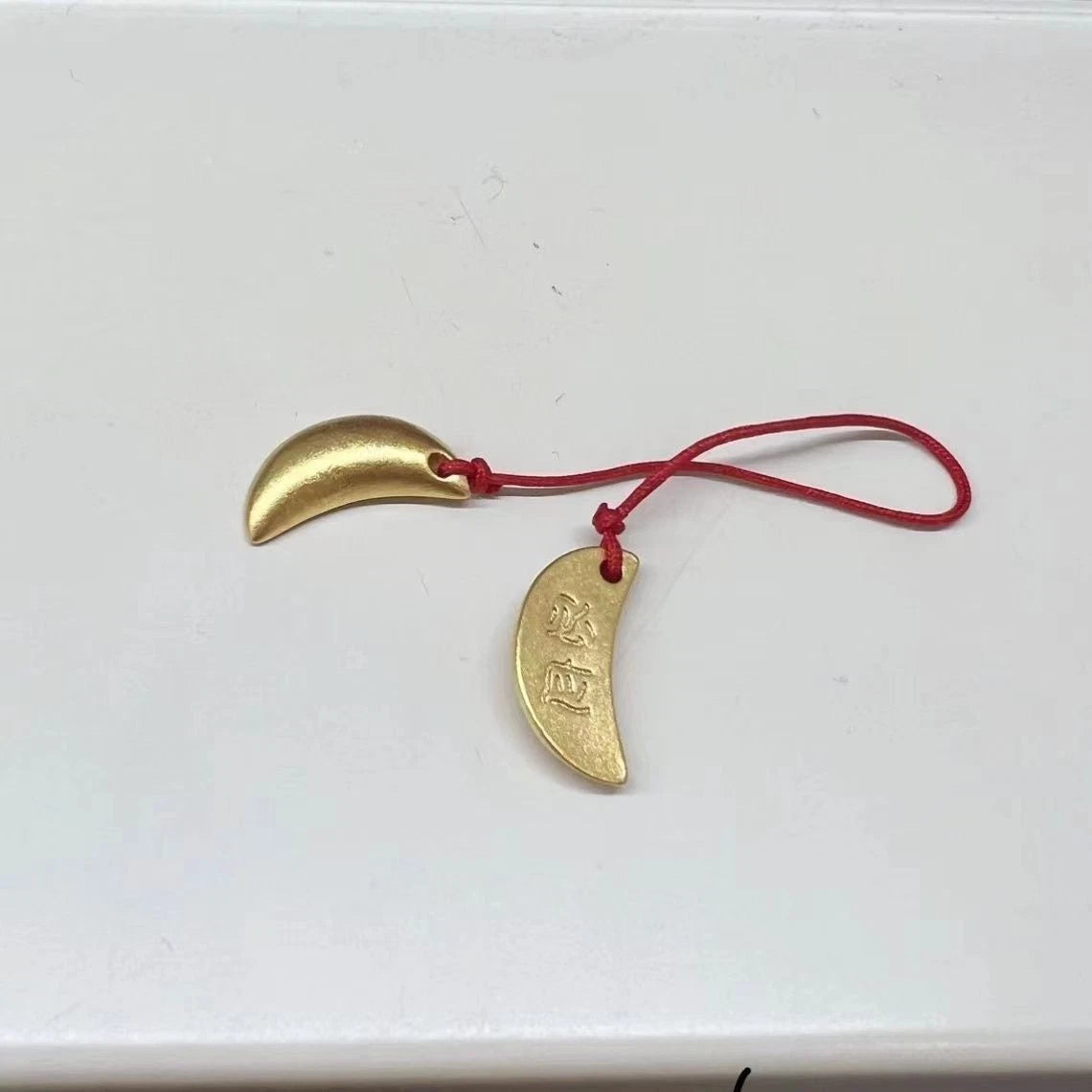 Gold Plated Holy Cup Keychain Red Cord Chinese Style  Blessing Charm 07FC0E-D4 - KOEEK