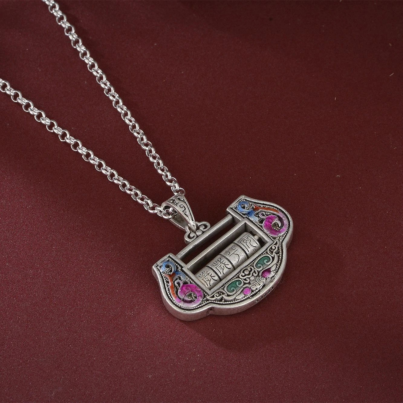 Lotus Enamel Pendant Necklace Elegant Cloisonne Jewelry Birthday Gift 07FC0E-D4 - KOEEK