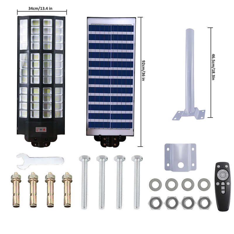 ny 2000W kommerciel Solar Street Flood Light Udendørs Dusk to Dawn vejlampe + stang