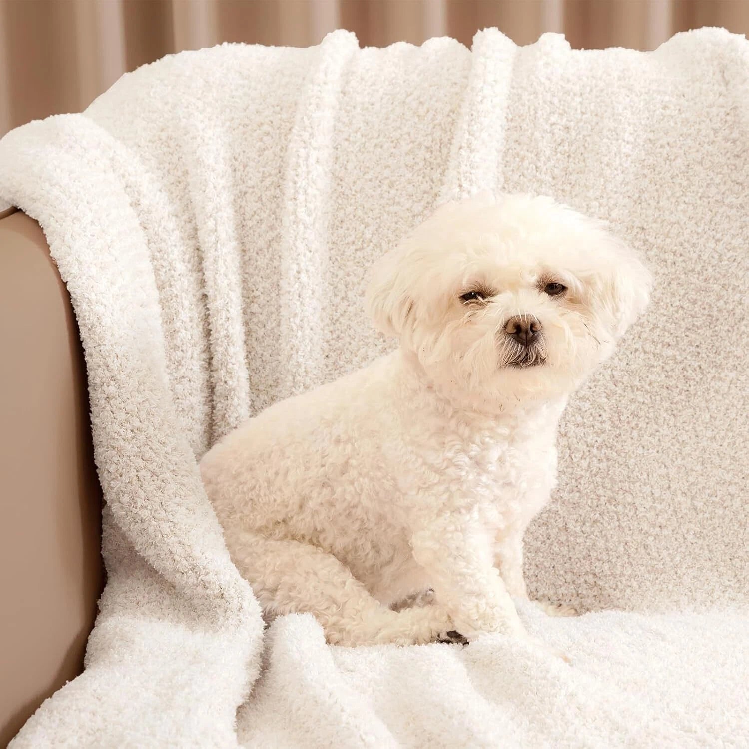 Buttery Ivory Throw Blanket for Couch,Reversible Super Soft Knitted Blankets 07FC0E-D4 - KOEEK