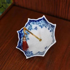 Blue and White Porcelain Tea Strainer Ceramic Tea Filter Umbrella Shape Teaware 07FC0E-D4 - KOEEK