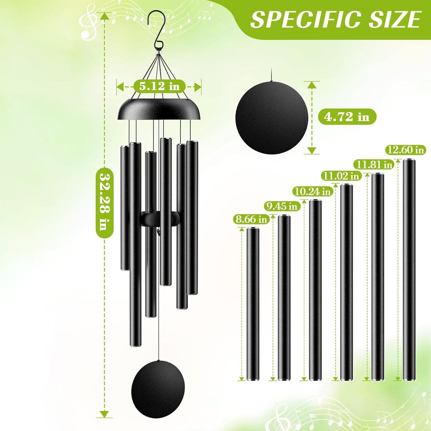 new Outdoor Wind Chimes Large Aluminium Wind Chimes 36 Inches for Garden and Outdoor koeek - KOEEK