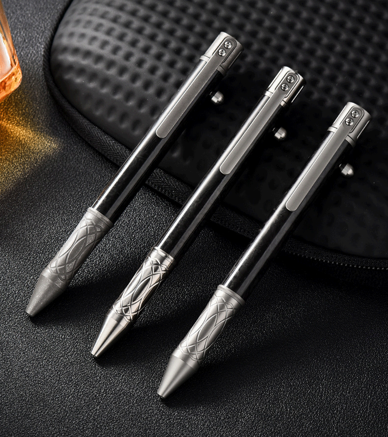 Titanium Carbon Fiber Pocket Ballpoint Pen Working Signature Pen Outdoor EDC 07FC0E-D4 - KOEEK