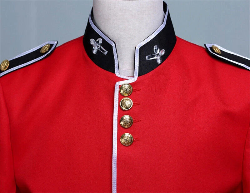 UK Royal Guard Clothing Red Military Uniform Hats Cosplay Men Palace Party Show 07FC0E-D4 - KOEEK