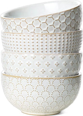 Cereal Bowl, 26 oz, Kitchen Ceramic Soup Bowl, 6 inch, Set of 4, Arctic White 07FC0E-D4 - KOEEK