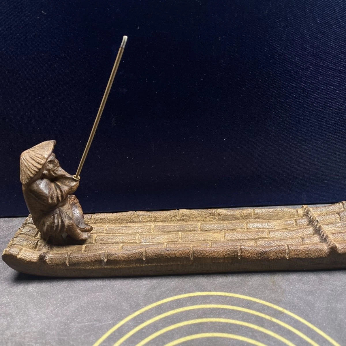 20cm Vietnamese Agarwood Jiang Taigong Fishing Incense Holder Figurine 07FC0E-D4 - KOEEK