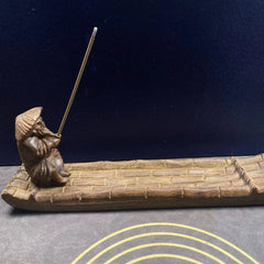 20cm Vietnamese Agarwood Jiang Taigong Fishing Incense Holder Figurine 07FC0E-D4 - KOEEK