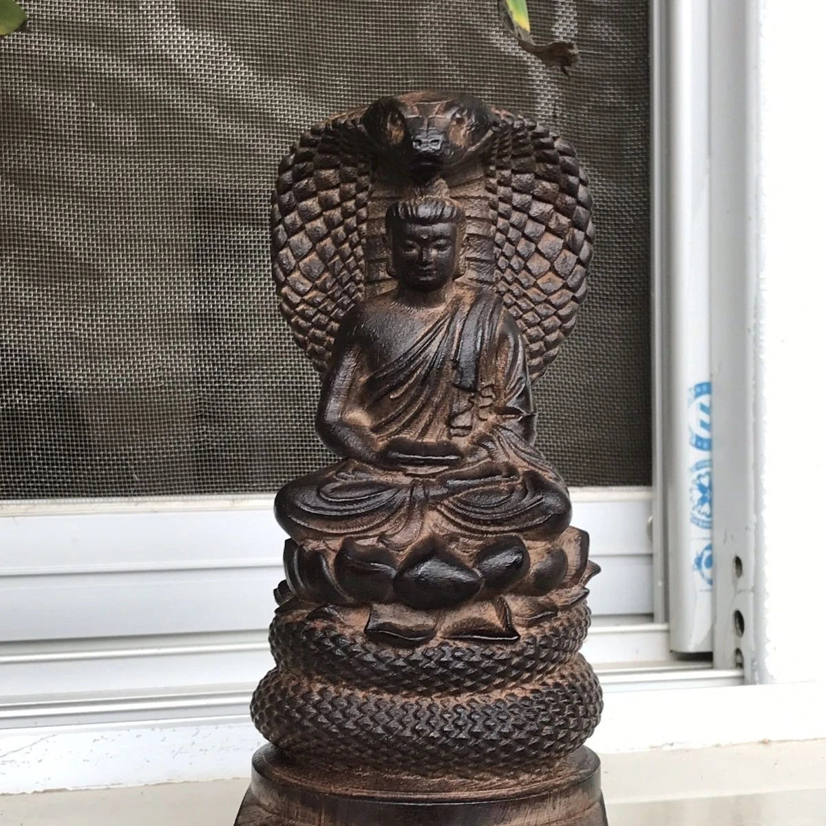 Vietnamese Agarwood Carved Buddha Vairocana Figurine Wooden Sculpture Home Decor 07FC0E-D4 - KOEEK