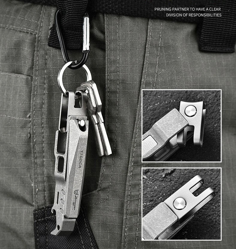 EDC Titanium Alloy Portable Multi Tools Nail Clippers Opener Hang Buckle File 07FC0E-D4 - KOEEK