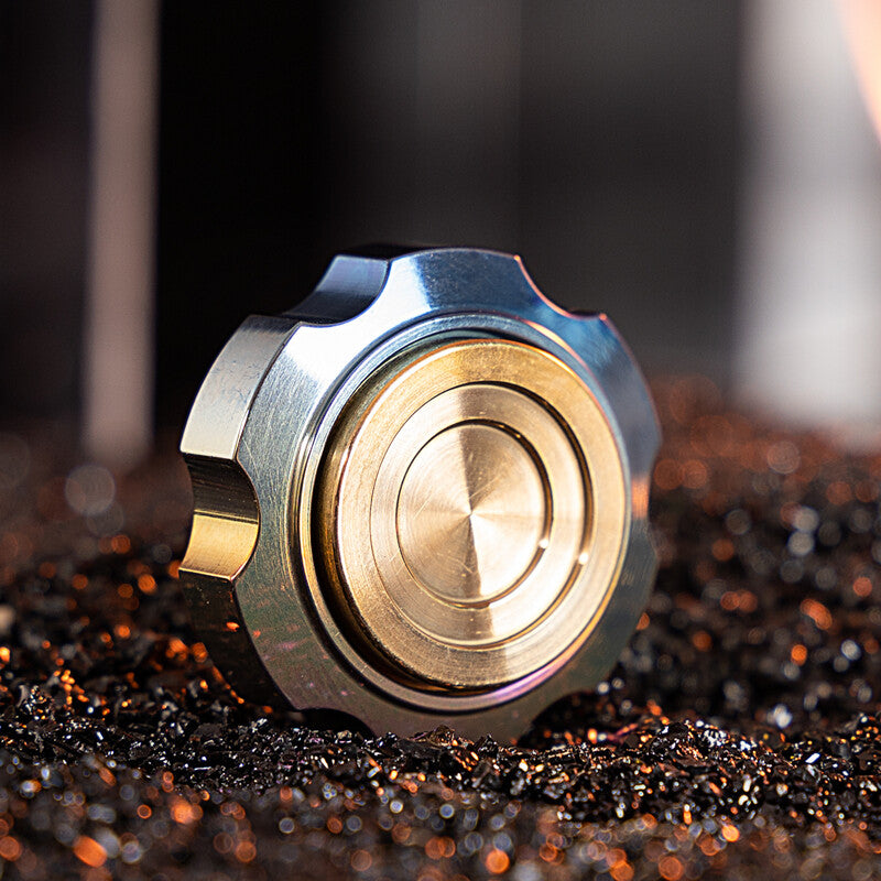 Fidget Spinner Gear Titanium Damascus Fingertip Decompression Toy Portable EDC 07FC0E-D4 - KOEEK