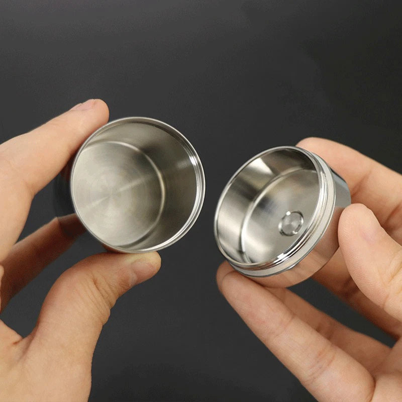 Stainless Steel Waterproof Tank EDC Survival Seal Container Pill Box Keychain 07FC0E-D4 - KOEEK