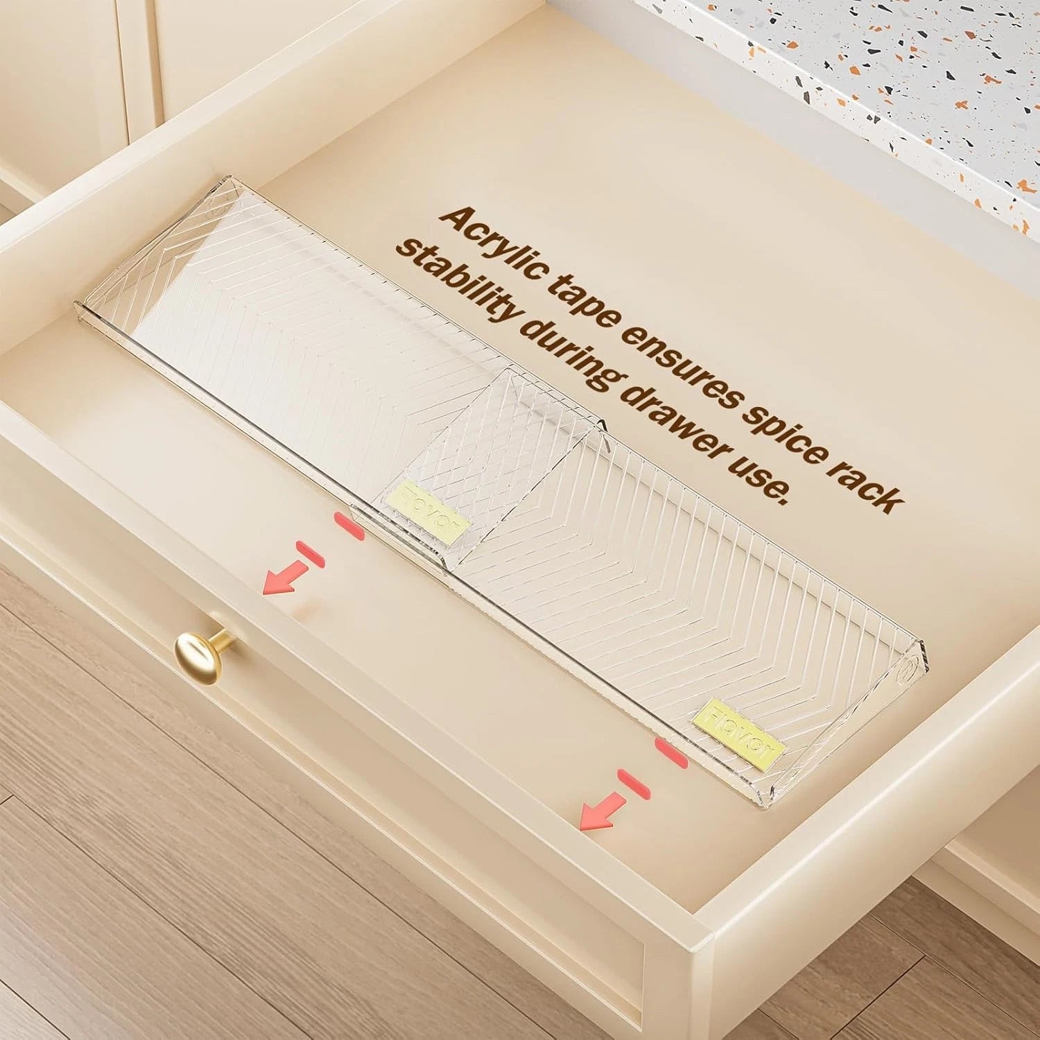 Spice Drawer Organizer, 8 Pack Clear Seasoning Organizer Rack, Kitchen Spice 07FC0E-D4 - KOEEK