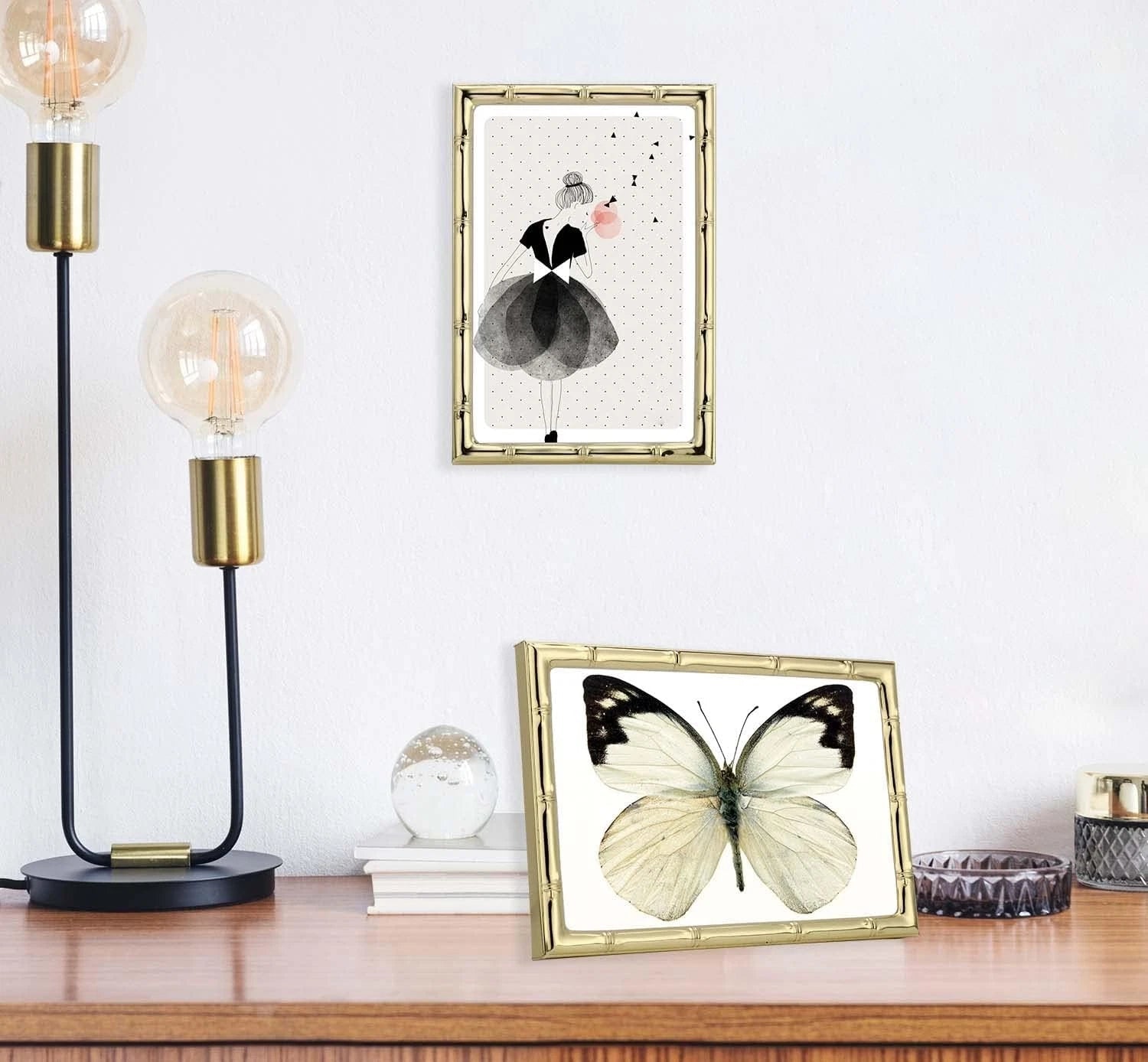 3-2x3 inch golden multi-metal photo frame, three-piece design, set of 2 07FC0E-D4 - KOEEK