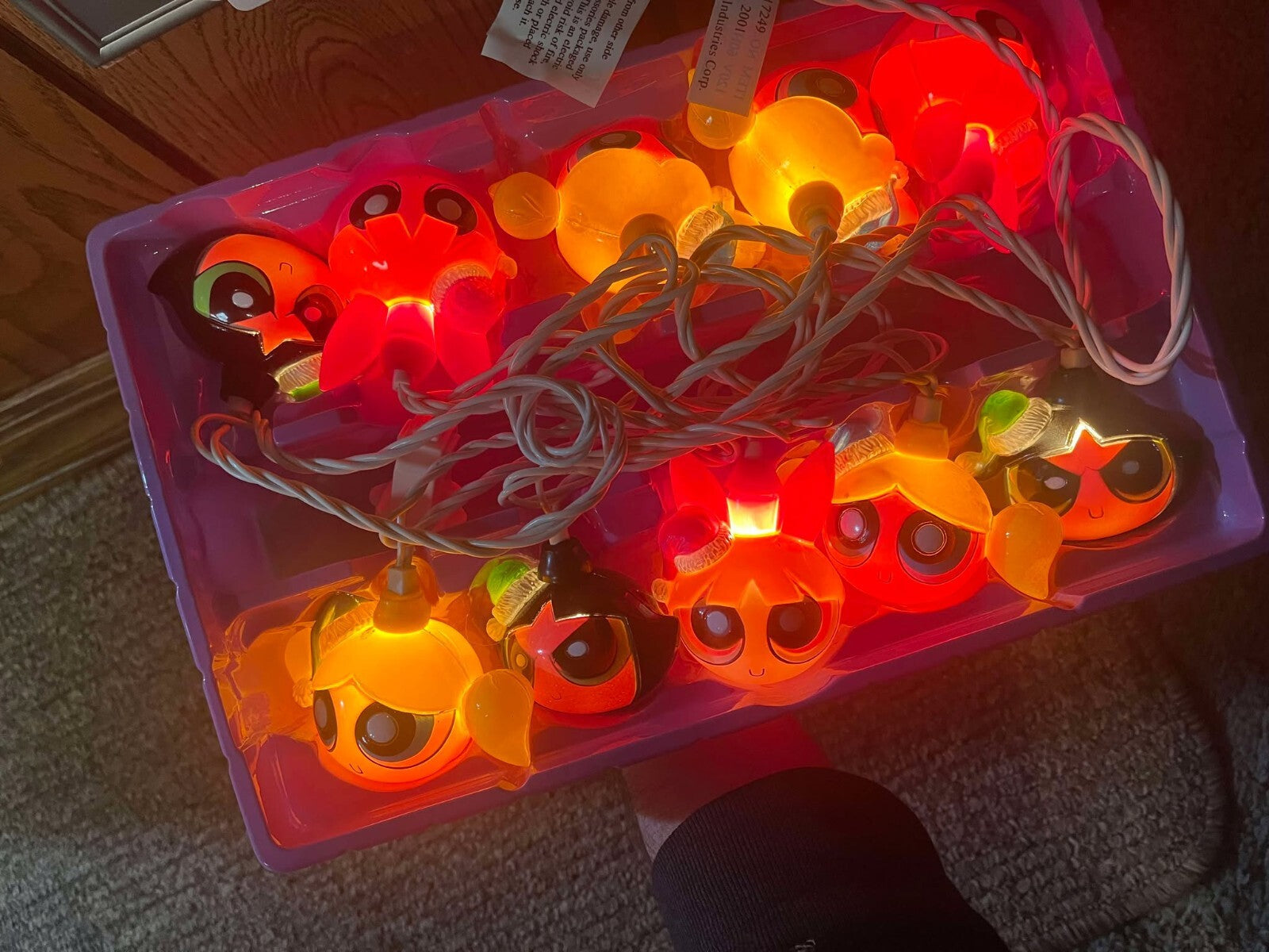 2001 GEMMY THE POWERPUFF GIRLS 10 COUNT HOLIDAY CHRISTMAS LIGHTS & BOX - WORKS GEMMY - KOEEK