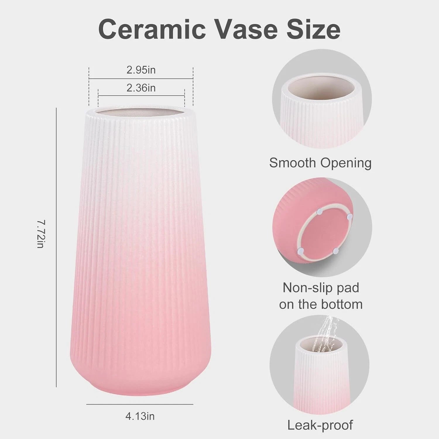 Gradient Pink Ceramic Vase,Small Cute Flower Vase for Pampas Grass, Home, Room 07FC0E-D4 - KOEEK