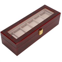 ny 6 Slots Ur Box Organizer Opbevaring Display Case Træ smykkeholder Gaver