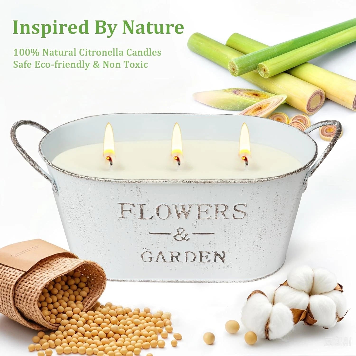 Lemongrass Scented Candle (Outdoor Use), 30 oz. Large Lemongrass Scented Candle 07FC0E-D4 - KOEEK