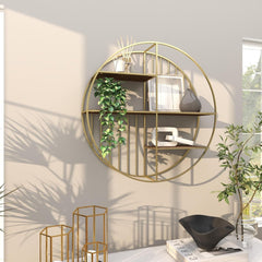 new Deco 79 Metal Geometric Wall Shelf Circle with 3 Wood Shelves and LARGE SIZE DECO 79 - KOEEK