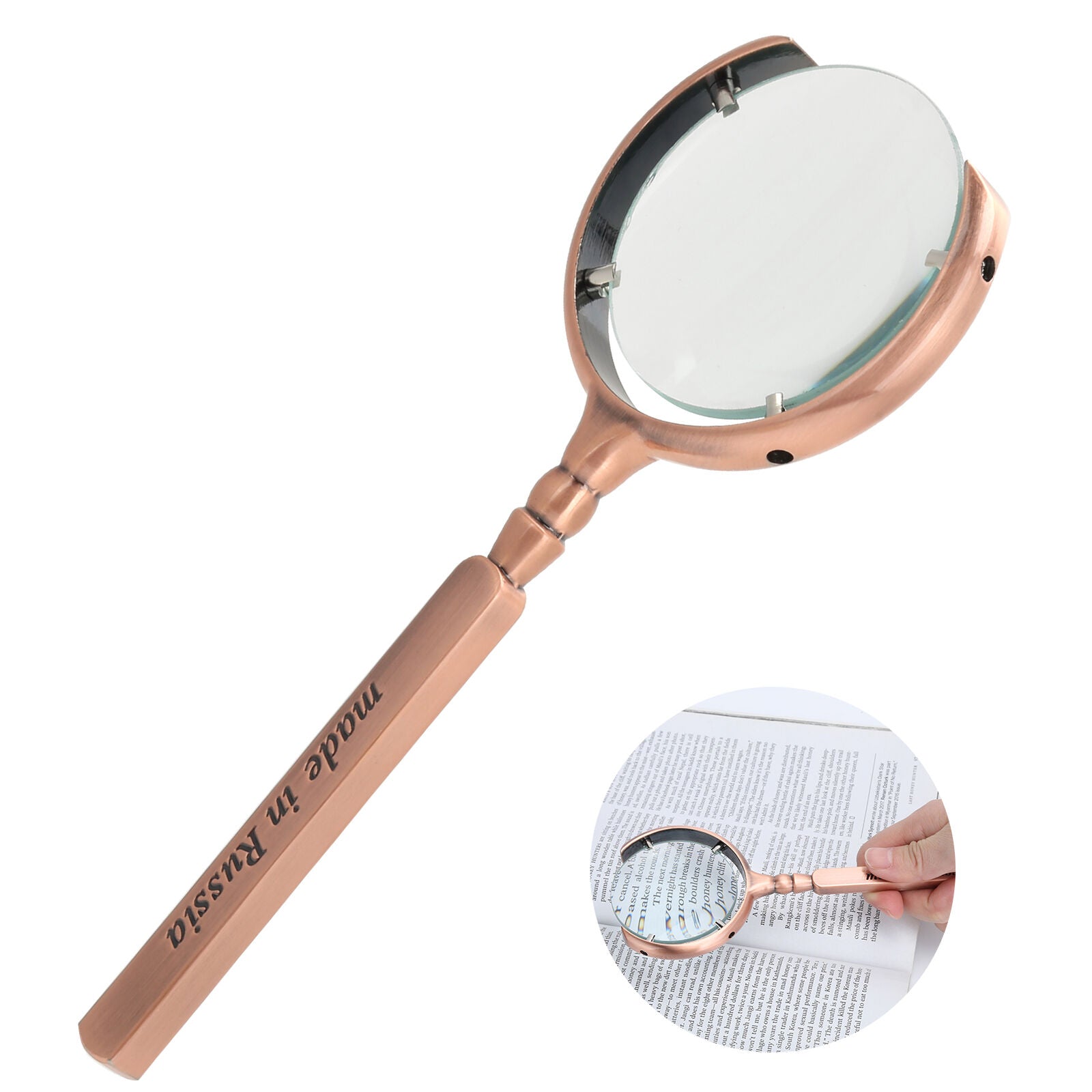 new Portable Handheld Magnifier X8 Magnifying Glass 60mm Lens Dia Bronze US koeek - KOEEK