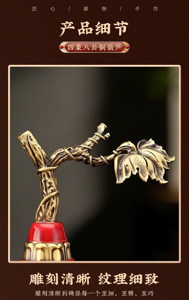 Brass Bagua Gourd Figurine With Lid Feng Shui Home Decor Housewarming Gift 07FC0E-D4 - KOEEK