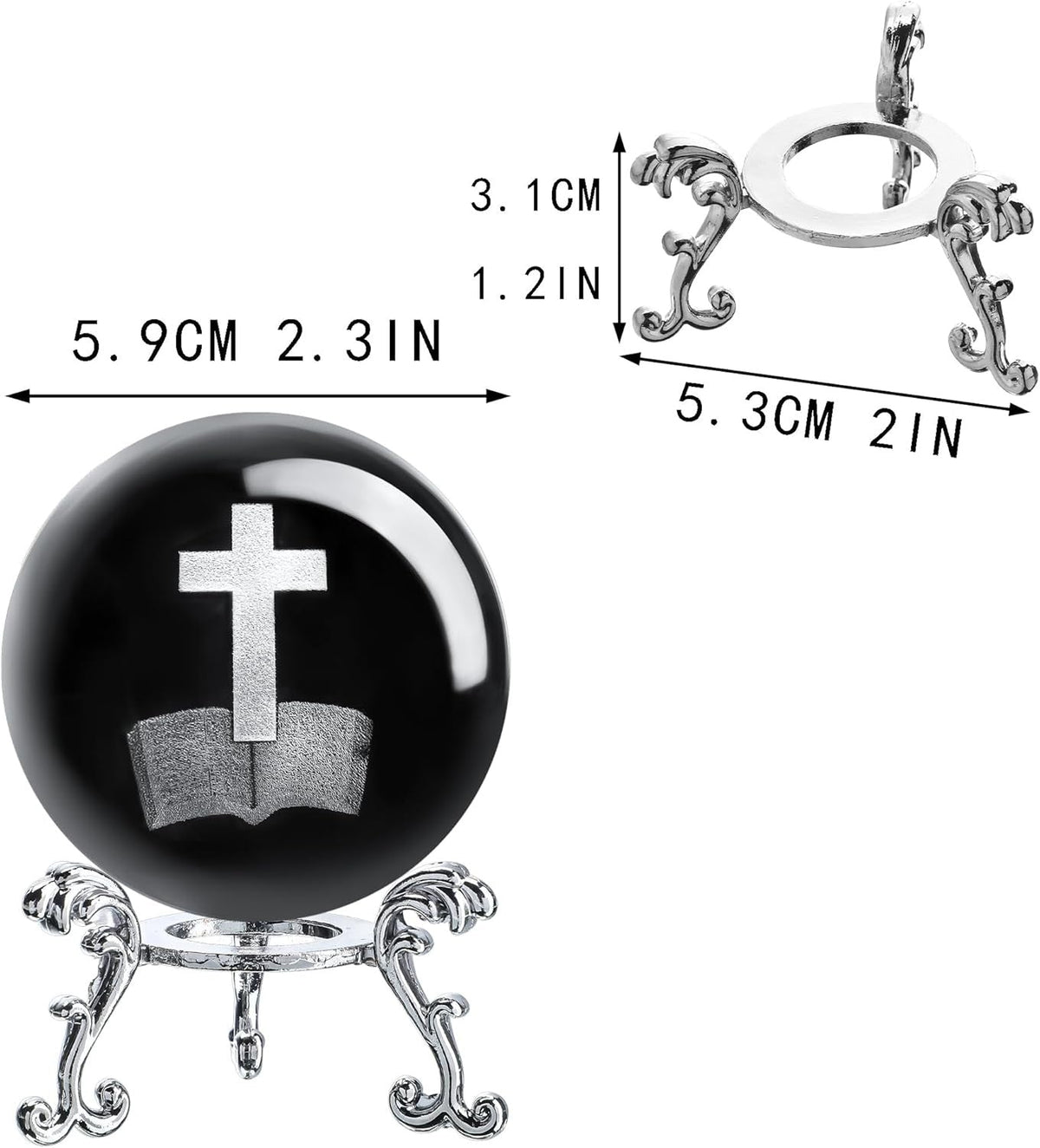 new ZEERSHEE 3D Laser Engraved Cross Bible Crystal Ball with Stand Clear ZEERSHEE - KOEEK