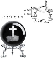 new ZEERSHEE 3D Laser Engraved Cross Bible Crystal Ball with Stand Clear