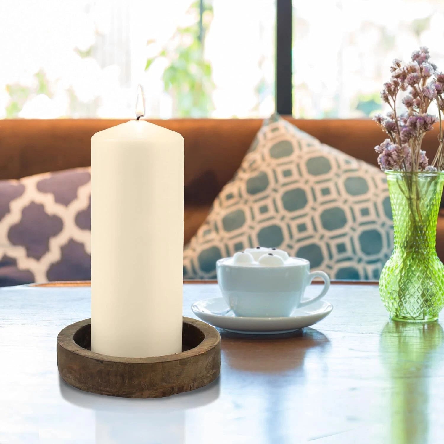 80 Hour Long Burn Unscented Pillar Candle, 3x8, Ivory, Pack of 6 07FC0E-D4 - KOEEK
