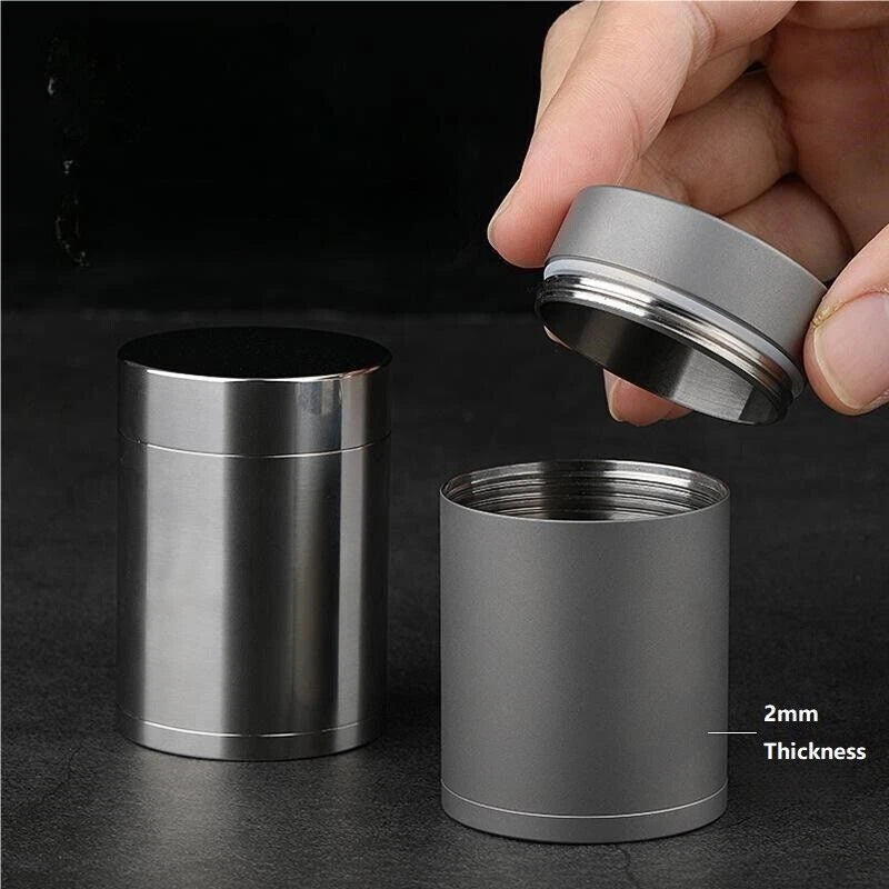 Titanium Waterproof Pill Case Container Holder Jewelry Tea Storage Can Box EDC 07FC0E-D4 - KOEEK