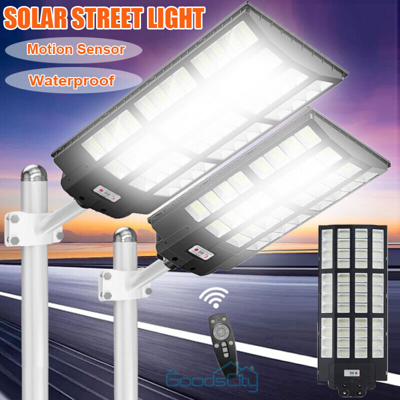 ny 1500W Solar Lights Bevegelsessensor Utendørs Vanntett Garden Yard Wall Street Lamp