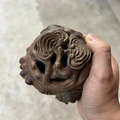 Vietnamese Agarwood Carved Incense Burner Figurine Wooden Sculpture Tripod Decor 07FC0E-D4 - KOEEK